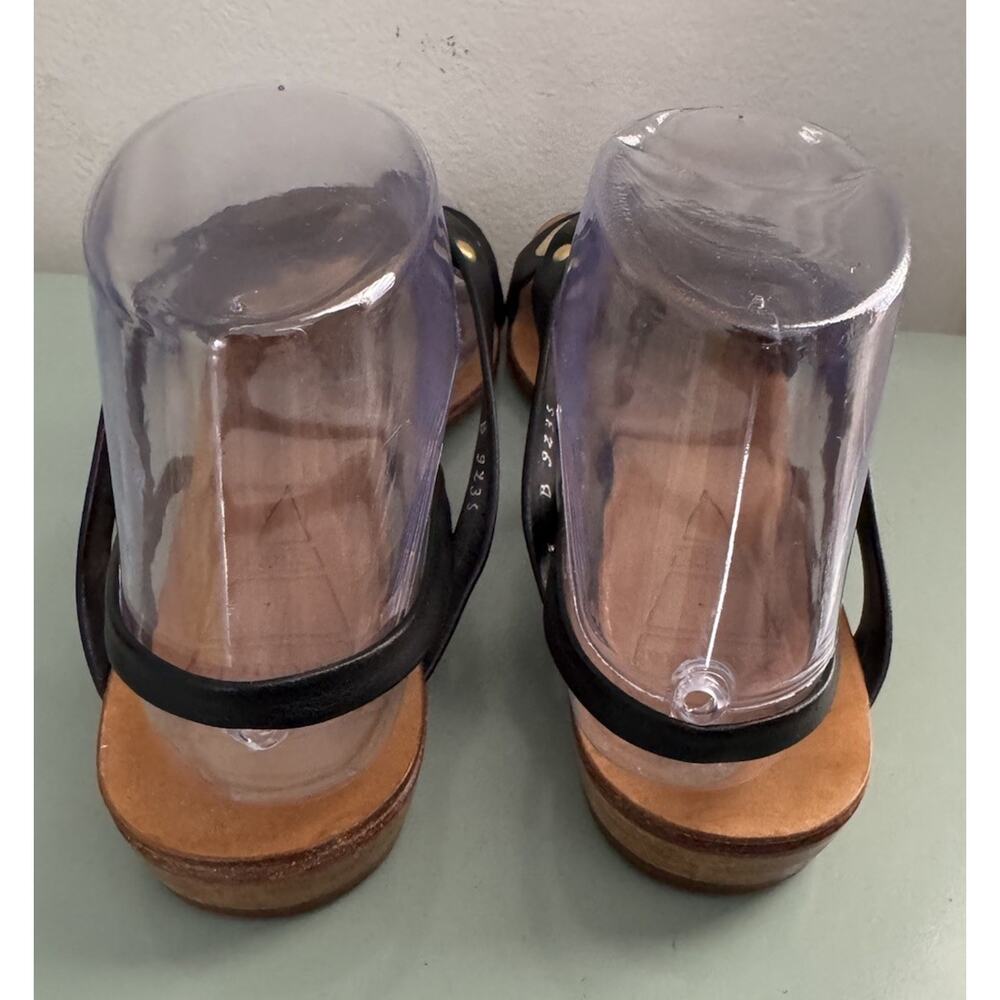 Vintage 90s Y2K Seducta Paris Leather Sandal Black Gold Leather Sz 7 - Picture 4 of 10